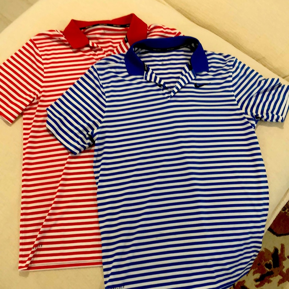 Two Nike dri-fit golf collared shirts - size small